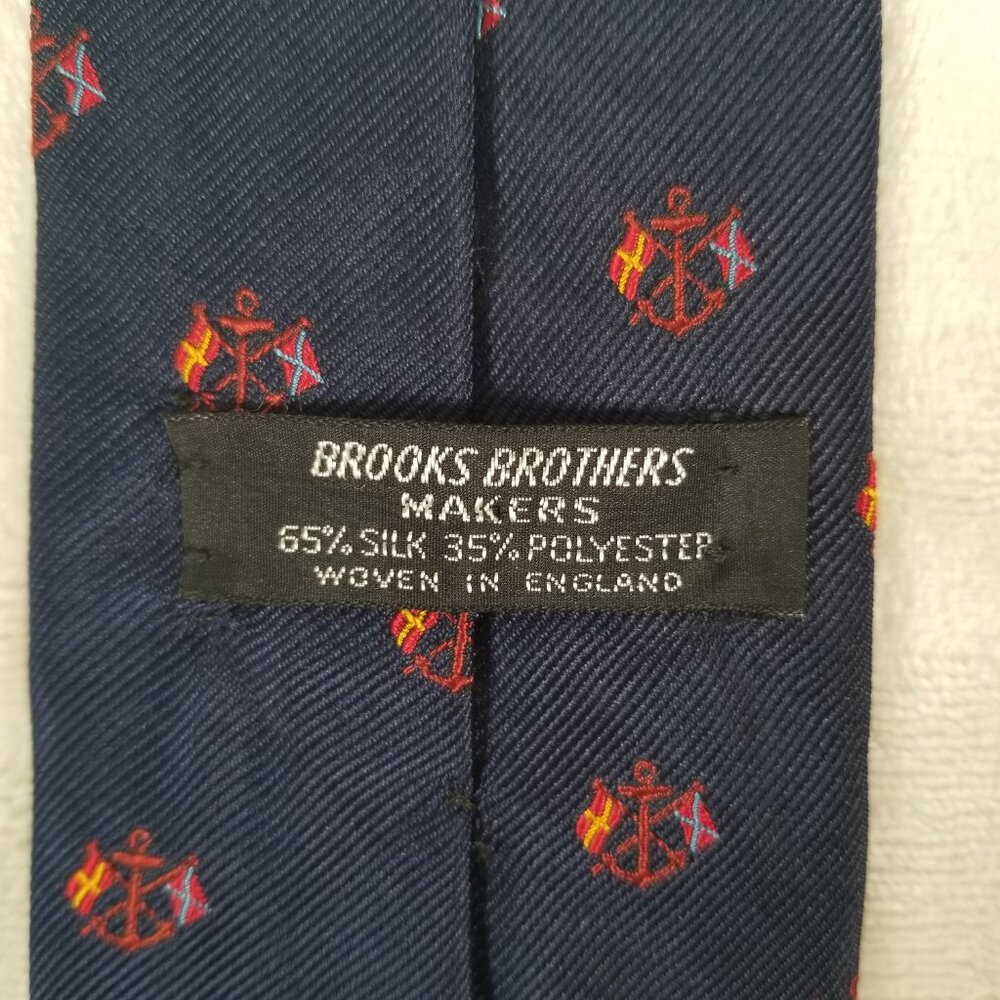 Brooks Brothers Makers Men Tie Silk Blend Made in England W 3 3/8 by L 55.5 Flag - Picture 4 of 8